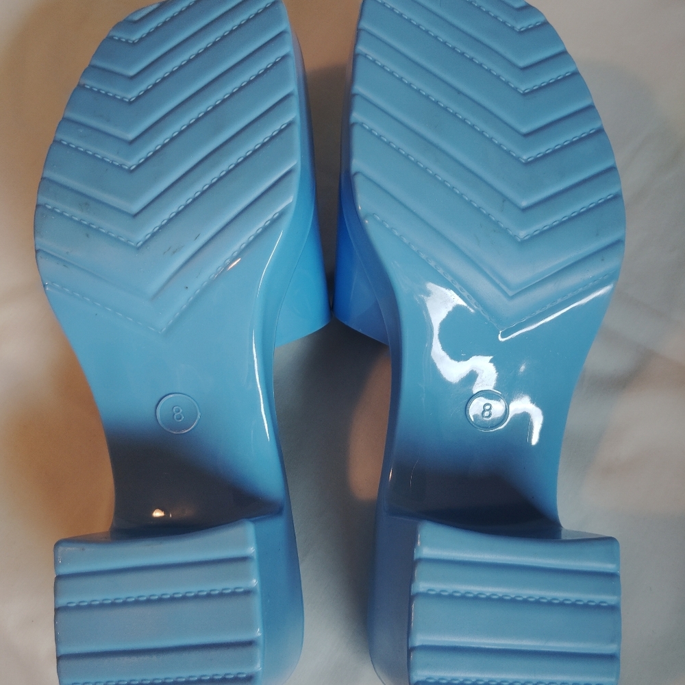 Beach By Matisse Ocean Blue Slip-on Jelly Heeled Sandal Size 8 M - Picture 6 of 6